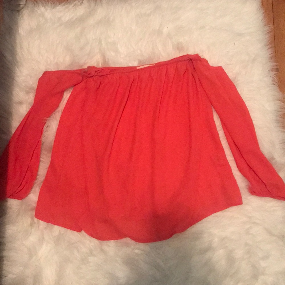 Off the shoulder silk shirt